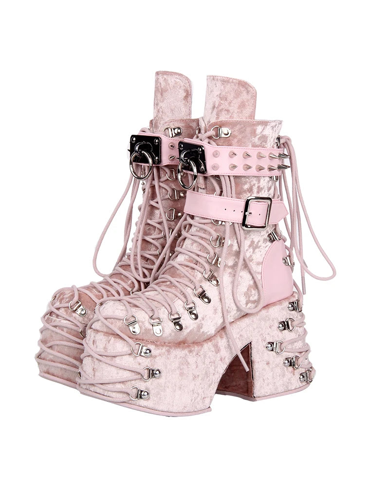 Lolita Punk Punk Shoes Round Head Ultra High Heels Sponge Cake Queen Shoes Sweet Princess Boots