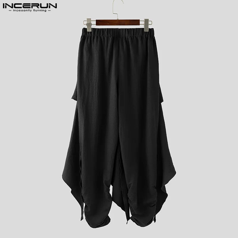 Fashion INCERUN Summer Spring Men Casual Pants Harem Pant Pleated Long Trousers Streetwear Oversize Men's Clothing S-5XL