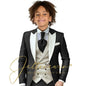 Kids Formal Wedding Suit Ivory Vest Photography Dress Flower Boy Tuxedo Suit