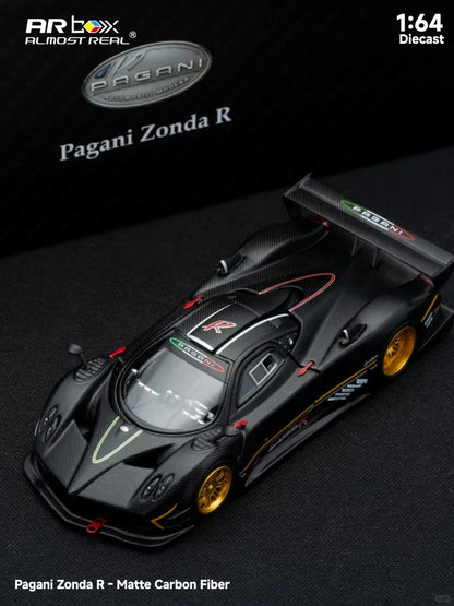 New Almost Real AR Box 1:64 Scale Pagani Zonda R Matte Carbon Fiber White HEC Alloy Car Collection Diecast Model Toys Gift