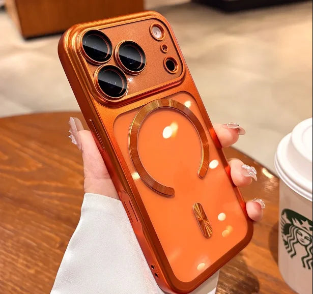 Luxury Matte for Magsafe Soft Plating Clear Case for iPhone 17 Pro Max 17Pro Magnetic Transparent Camera Protector Soft Cover