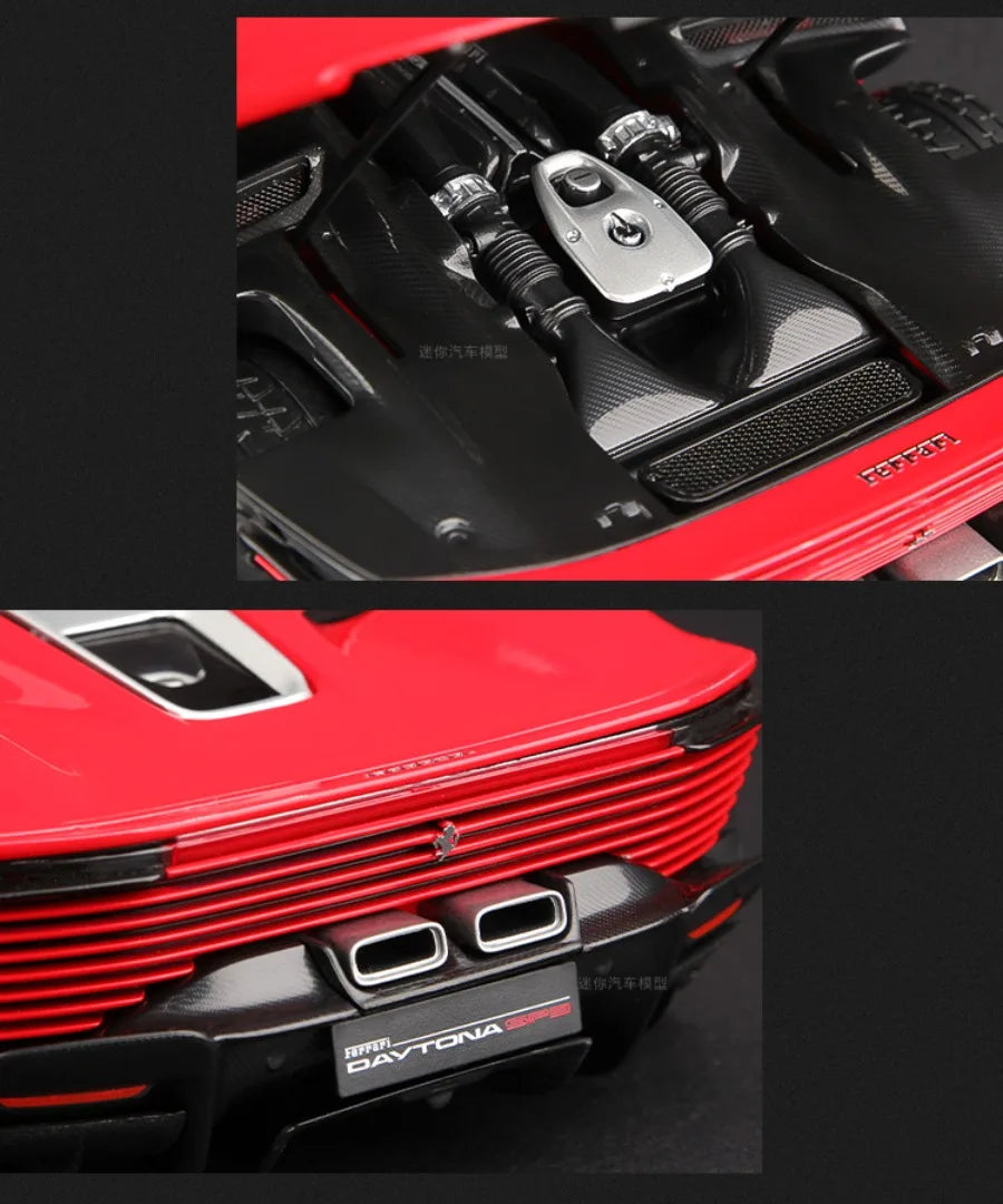 New Bburago 1:18 Ferrari Daytona SP3 Red Matte White Supercar Sports Alloy Car Model Static Die Cast Vehicles Collectible Toys
