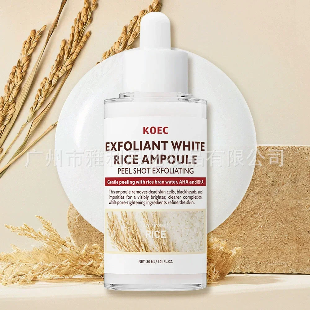 KOEC Exfoliant Black & White Rice Ampoule Facial Serum Peel Shot Exfoliating Cleans Blackhead Pore Brightening Remove Dead Skin