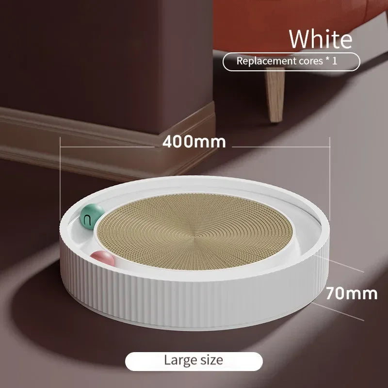 Interactive Round Cat Scratching Board with Ball Wear Resistant Corrugated Paper Multi Function Toy Cat Scratcher Accessories