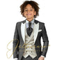 Kids Formal Wedding Suit Ivory Vest Photography Dress Flower Boy Tuxedo Suit