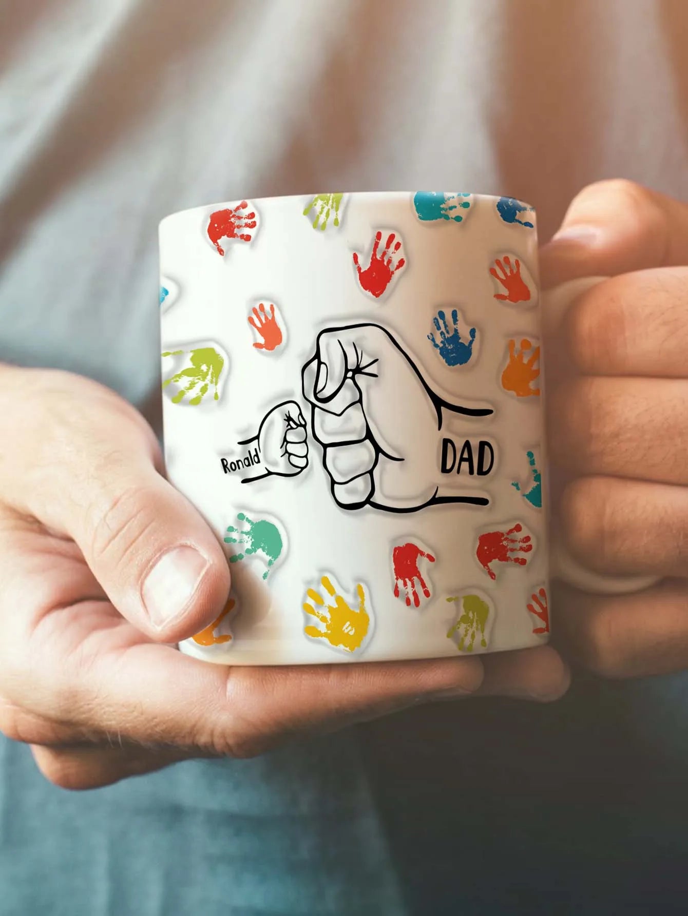 Personalized Dad Mug for Father's Day Custom Name Coffee Cup with 3D Text Effect Custom Name Coffee Cup Gift for Daddy Grandpa