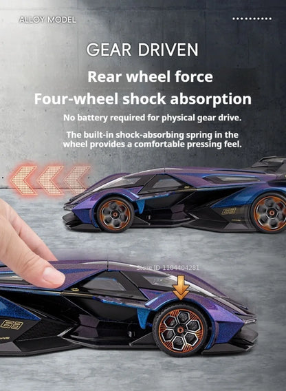 Lambor V12 Apollo EVO 1:18 Model Car Diecast Alloy Car Doors Opened Sound Light Pull Back Miniature Sportscar Collect Decoration