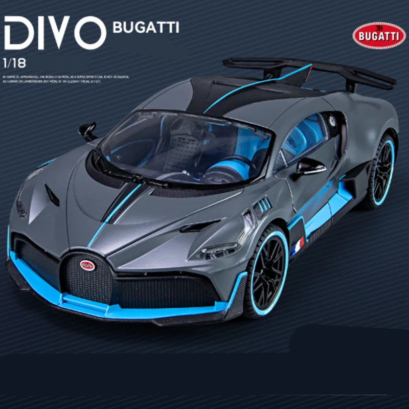 Large Size 1/18 Bugatti DIVO Alloy Sports Car Model Diecasts Metal Toy Vehicles Car Model Simulation Sound Light Gifts