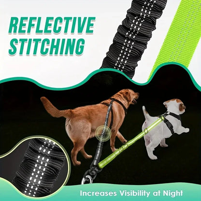 2 in 1 Dual-Lead Dog Leash System for Two Dogs Heavy-Duty Dual Leash with Attachment Points, Compatible with Harnesses & Collars