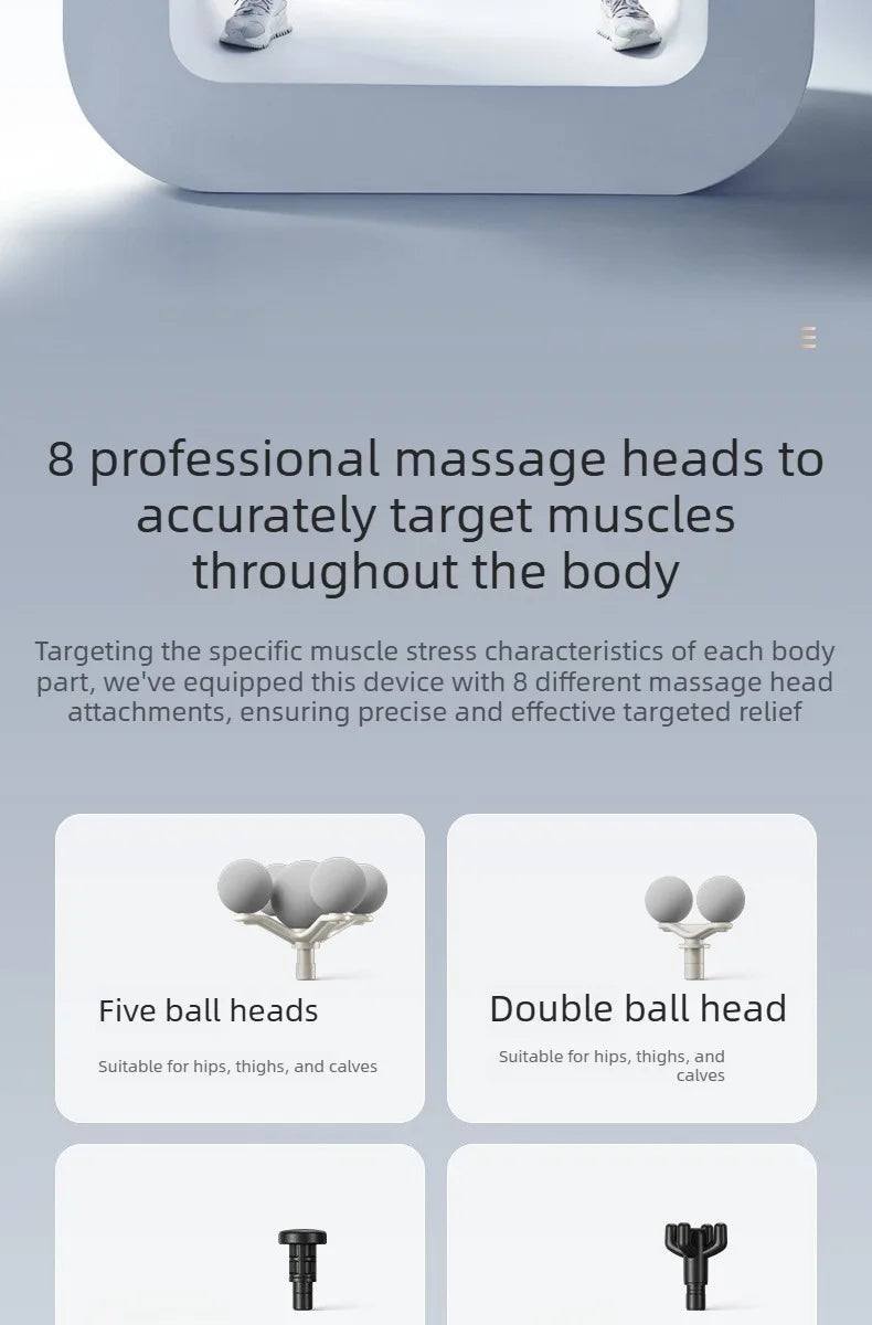 Professional Five-head Fascia Gun Massage For Shoulder and Neck Muscle Relaxation Full Body Waist Back Silent Massage Gun