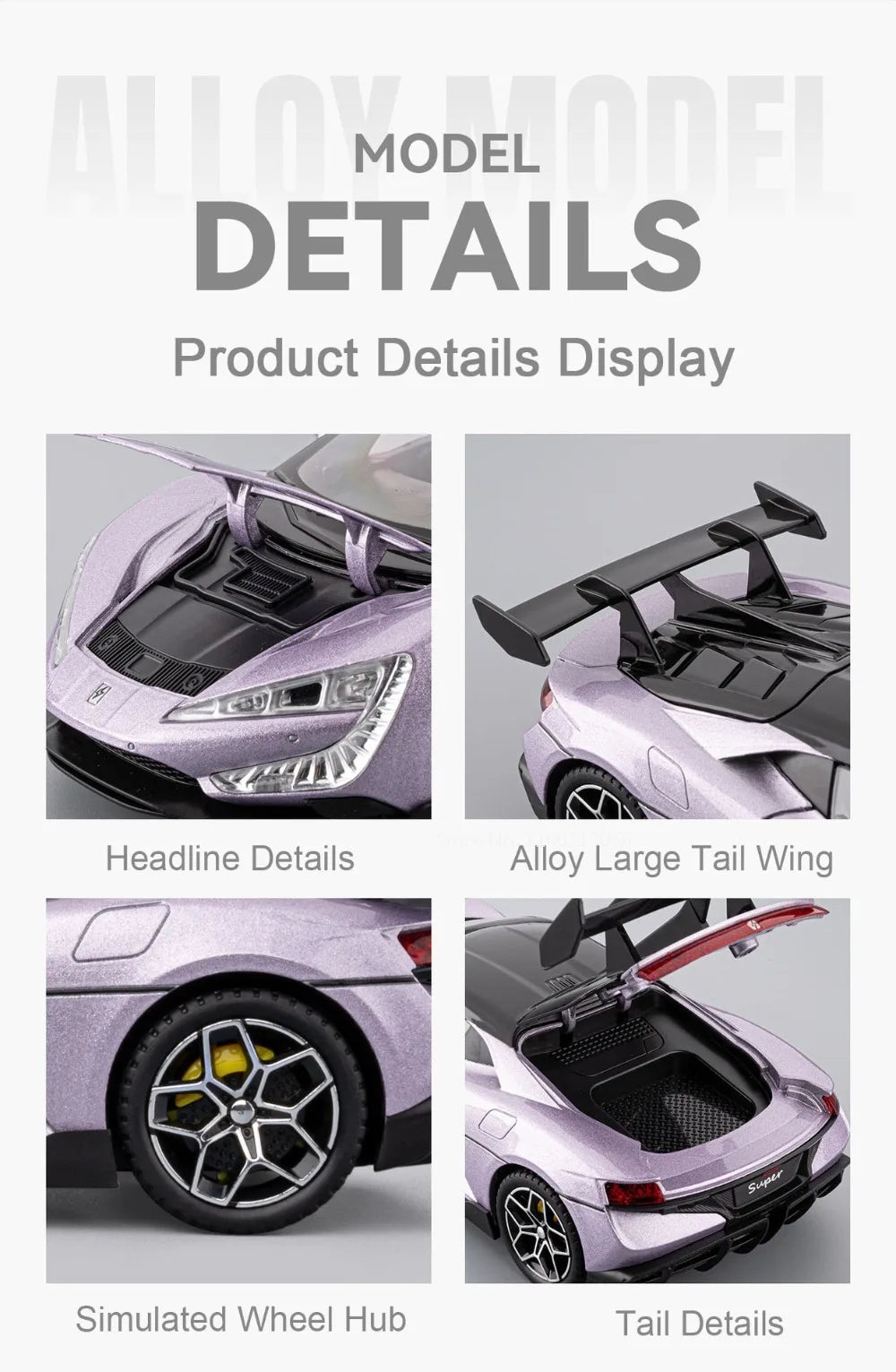 BYD YANGWANG U9 1:24 Cars Miniature Models Toys Wheel Shock Absorption Light Music Supercar