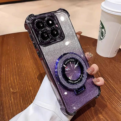For Xiaomi 15T Pro Glitter Shockproof Magnetic Phone Case For Xiaomi 17 Pro Max 13T 14T 15T Pro 14 15 Ultra Stand Bracket Cover