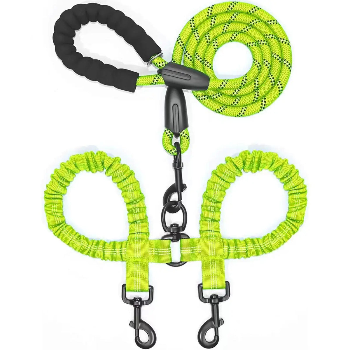 Double Dog Leash, Dual Dog Leash, 360 Swivel Tangle Free Bungee Walking Training Leash for Large Medium Dogs, Shock Absorbing Bu