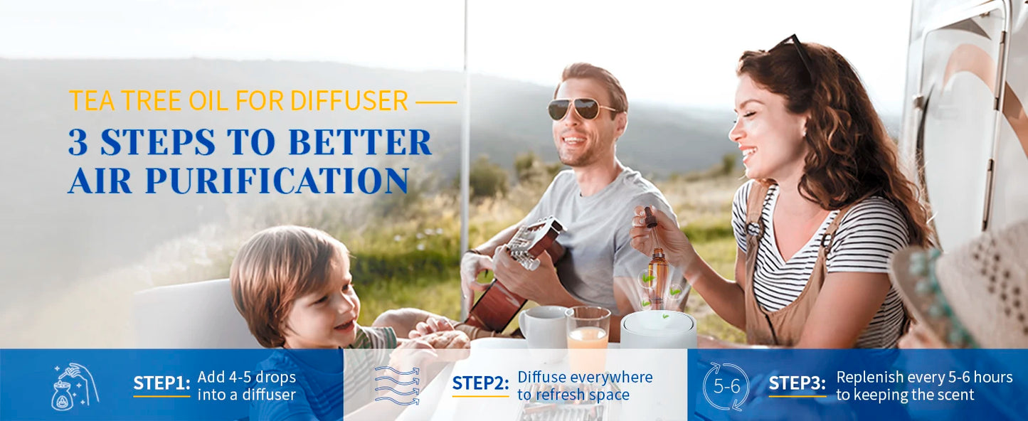 HIQILI 100% Tea Tree Essential Oil 100ml for Aromatherapy Massage DIY Beauty Skin Hair Relaxation Lavender Ginger Sandalwood