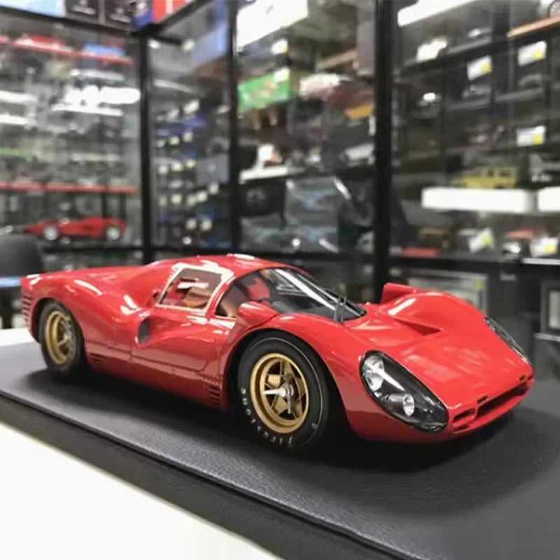 Top 1:18 Scale 330P4 1967 Sports Car Simulation Resin Car Model Toy Adult Fans Collection Gift Display Souvenir