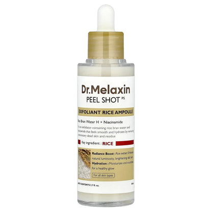 Dr. Melaxin Peel Shot Glow White Rice Peeling Ampoule with Rice Extract & AHA BHA, Brightening & Gentle Exfoliating Serum for Sebum Control,