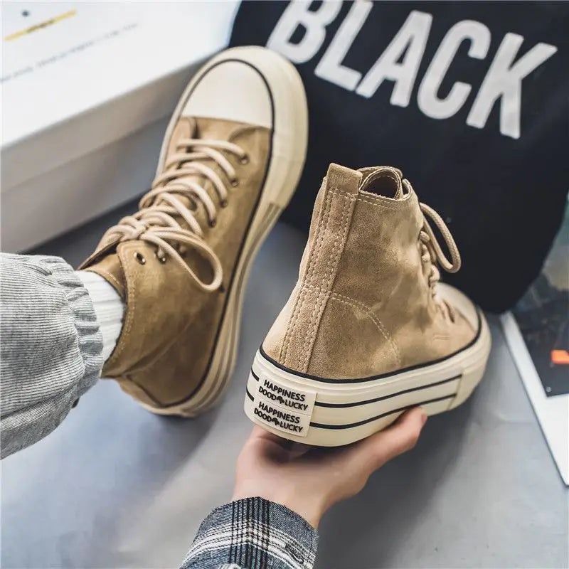 Autumn Unisex Sneakers High Top Women Men Board Shoes Suede PU Thick Sole Solid Colors Tennis Sport Shoes Winter Casual Shoes