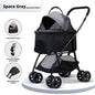 Pet Stroller 2-in-1 Detachable with Removable Lightweight Carrier Basket One-Click Fold 4-Wheel Dog Cat Trolley Breathable Mesh Windows Large Storage Space for Small Medium Pets