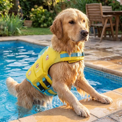 Waterproof Dog Life Jacket Breathable High Buoyancy Dog Swimming Suit Adjustable Thick Sponge Pad Dog Life Preserver Swimming