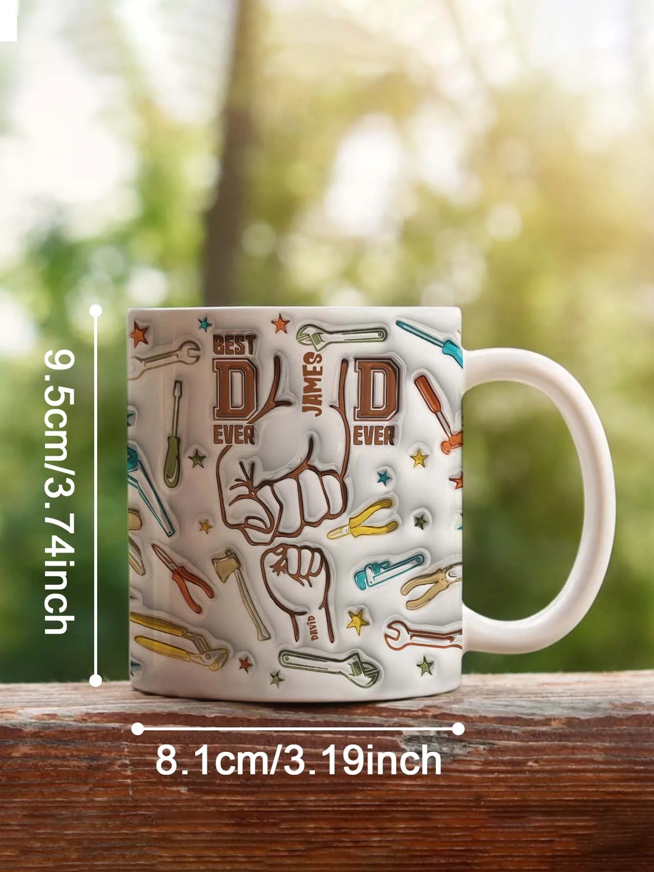 Personalized Dad Mug for Father's Day Custom Name Coffee Cup with 3D Text Effect Custom Name Coffee Cup Gift for Daddy Grandpa