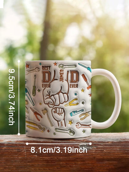 Personalized Dad Mug for Father's Day Custom Name Coffee Cup with 3D Text Effect Custom Name Coffee Cup Gift for Daddy Grandpa