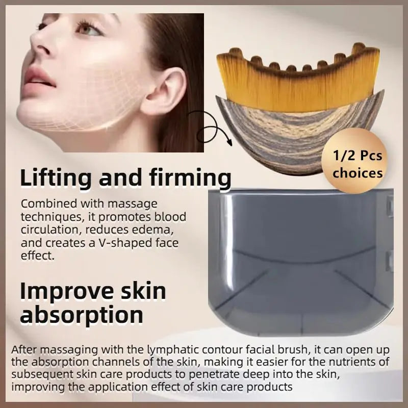 Facial Lymphatic Contour Brush–Ergonomic Dry Brush for Face,Jawline&Chin Sculpting,Lymphatic Massage,Skin Lifting, Anti-Puffine