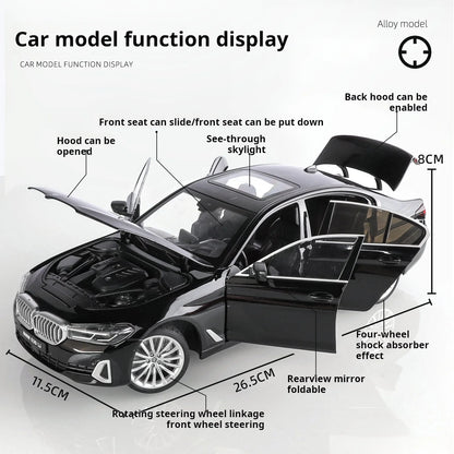 BMW 530 1:24 Scale Diecast car Model Toy with Sound & Light Pull Back Gift collectible ornaments