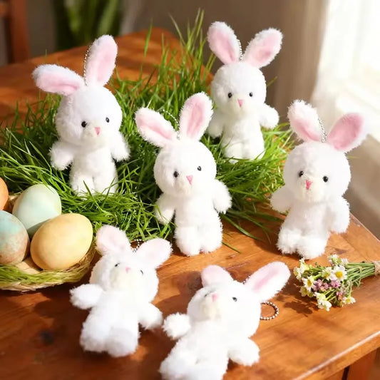 Easter Party Rabbit Bunny Plush Dolls Keychain Bag Pendant Kids Birthday Party Favors Gift for Guests Basket Fillers