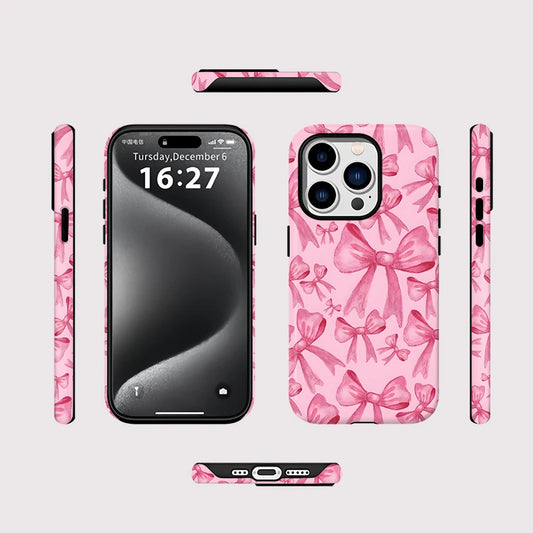 Luxury For Magesafe Magnetic Wireless Charging Case For iPhone 11 12 13 14 15 16 Pro Max Plus Shockproof Lovely Pink Bow Cover