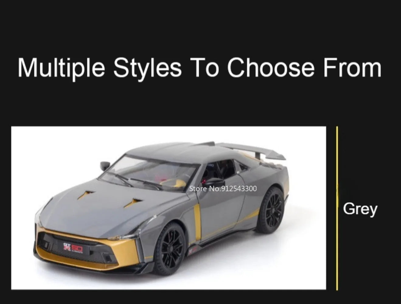 Valkyrie GT-R50 Sports 1:24 Car Model Toy Diecast Alloy Doors Opened Sound Light Supercar Collectible Ornaments Toy Gifts