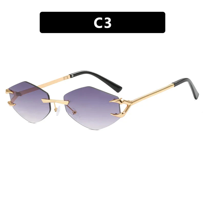Small Frame Hexagon Sunglasses Women 2026 Luxury Brand Metal Rimless Rhombus Sun Glasses For Female Retro Polygon Eyewear UV400