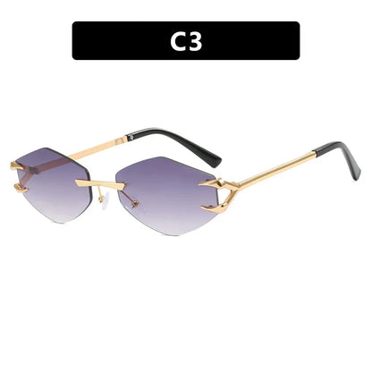 Small Frame Hexagon Sunglasses Women 2026 Luxury Brand Metal Rimless Rhombus Sun Glasses For Female Retro Polygon Eyewear UV400