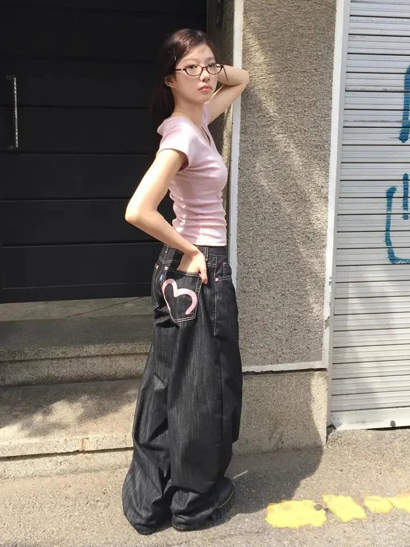 Autumn Winter Women's Denim Jeans Y2K Wide Fit Baggy Jeans Grunge Harajuku Cowboy New In Pants Korean Mom Jeans Punk Retro