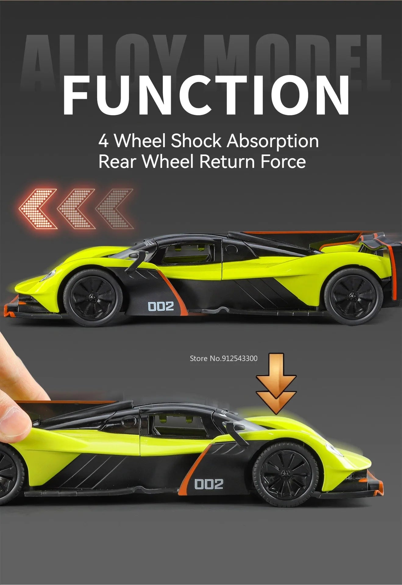 Valkyrie GT-R50 Sports 1:24 Car Model Toy Diecast Alloy Doors Opened Sound Light Supercar Collectible Ornaments Toy Gifts