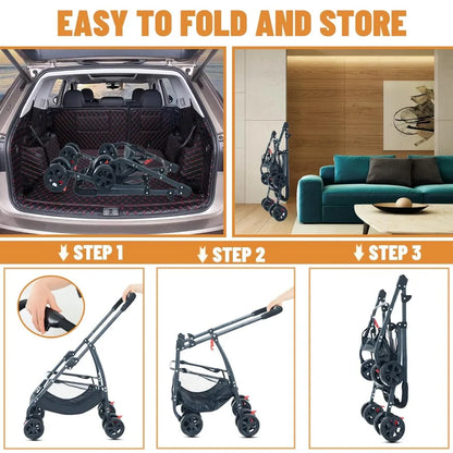 Dog Carrier Backpack 3-in-1 Pet Stroller Wagon Removable Carrier Cat Stroller for Medium Dogs Up to 55lbs Daily Travel Use