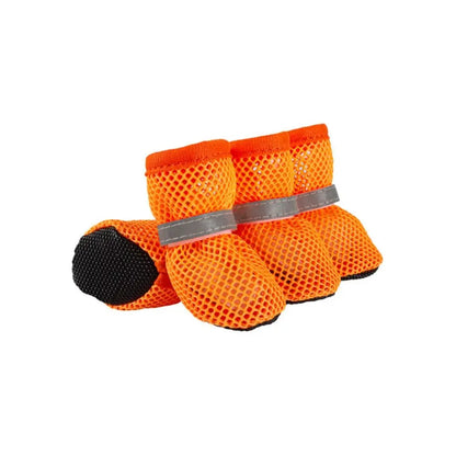 Breathable Dog 4pcs/set Mesh Shoes Non-slip Wear Resistant Pet Short Boots Reflective Hollow Out Dog Shoes Summer