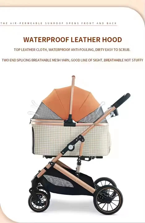 Pet Stroller Comfortable Pet Travel Carrier For Small Medium Dog Cat Folding Puppy Trolley With Storage Basket Pet Carriers