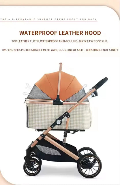 Pet Stroller Comfortable Pet Travel Carrier For Small Medium Dog Cat Folding Puppy Trolley With Storage Basket Pet Carriers