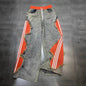 Trendy Drawstring Casual Women's Jeans Spring Summer New Style Side Color Block Striped Washed Grey Pants Natural Waist Denim
