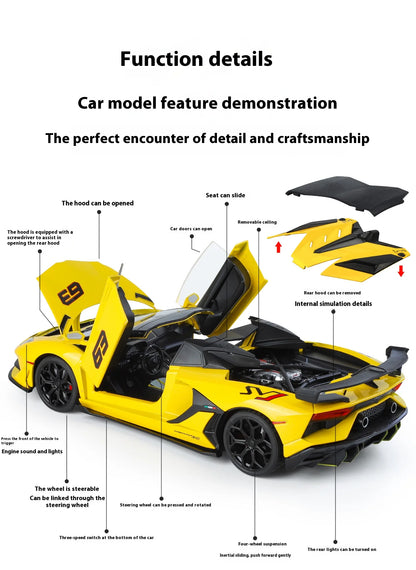 Large 1/18 Aventador SVJ Supercar Model Simulation Interior Details Adult Collection Ornaments