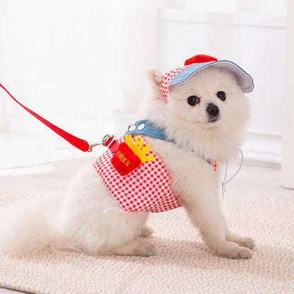 Summer Vest Dog Harness Leash Set and Dog Hat Cute Bear 2026 Dog Clothes Pet Supplies Puppy Denim Harness Cat Dog Accessories