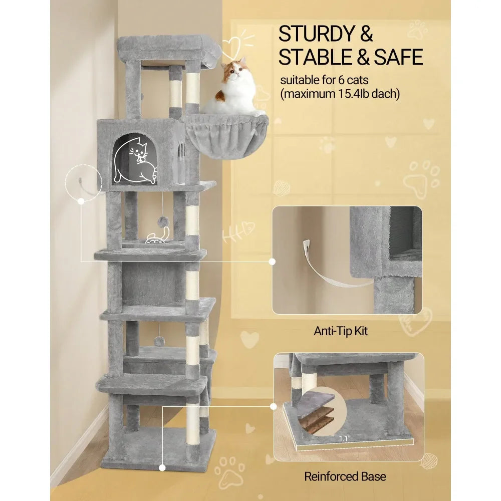Cat Tree Rascadores Para Gatos Cat Supplies 82.7 Cat Tree, Large Cat Tower For Indoor Cats, Condo With Perch, Cat House Furnitur
