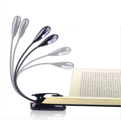Music Stand Light, Clip on LED Book Lights, USB and AAA Battery Operated, Reading Lamp in Bed, 4 Brightness Levels, Ideal for Bo