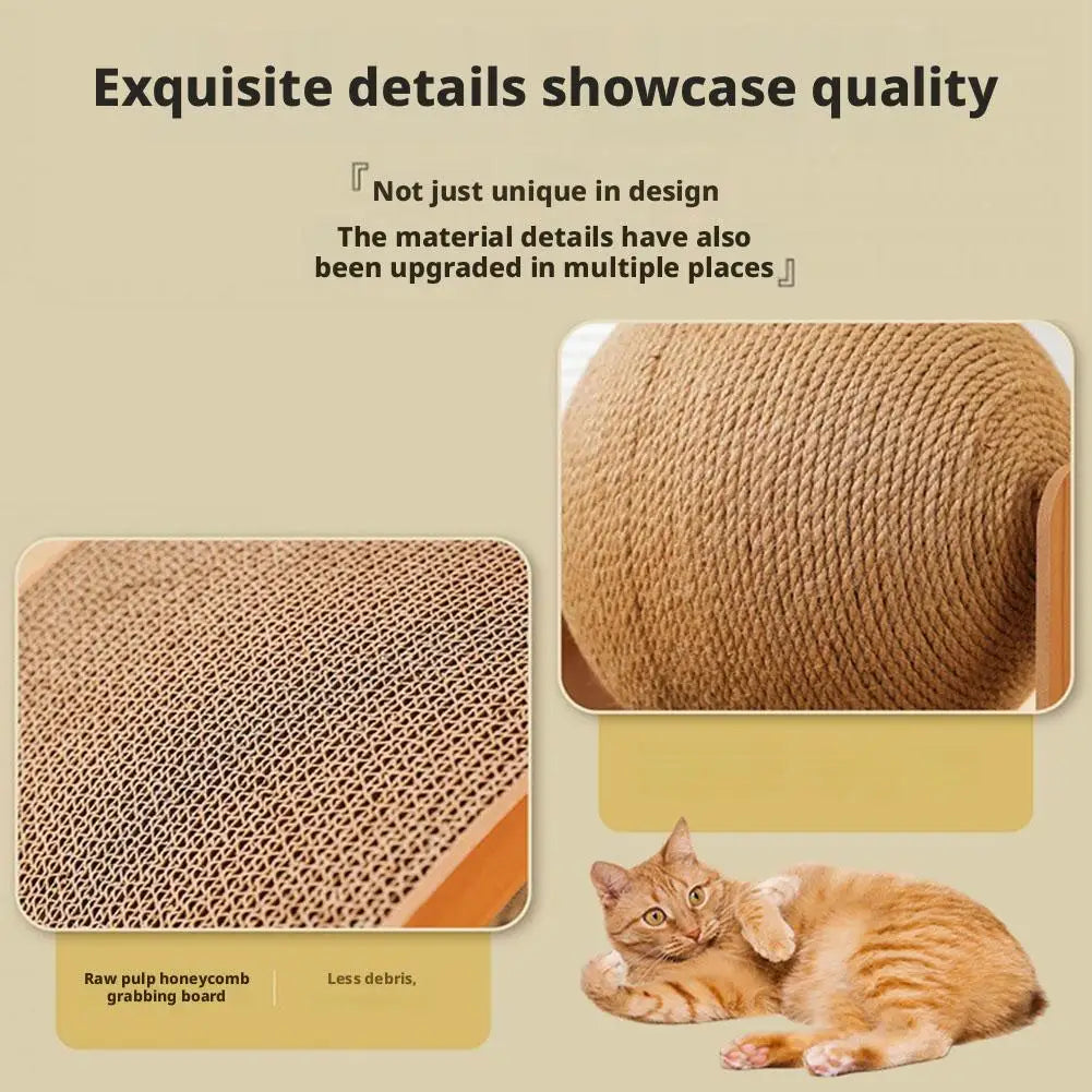 Wooden 2-in-1 Cat Scratcher, Ferris Wheel Vertical Scratching Ball, Sisal Ball, Honeycomb Grab Board, Wear-Resistant,Pet Toy