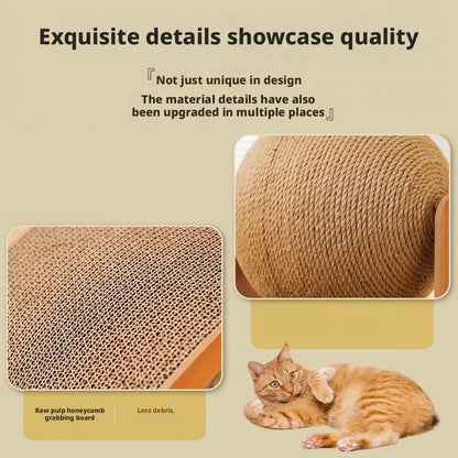 Wooden 2-in-1 Cat Scratcher, Ferris Wheel Vertical Scratching Ball, Sisal Ball, Honeycomb Grab Board, Wear-Resistant,Pet Toy