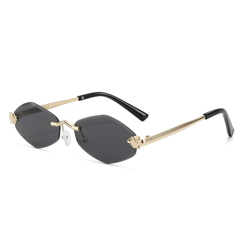 Protective Glasses Fashion Irregular Sunglasses Women Retro Brand Design Metal High Quality Vintage Rhombus Rimless Glasses