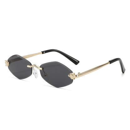Protective Glasses Fashion Irregular Sunglasses Women Retro Brand Design Metal High Quality Vintage Rhombus Rimless Glasses