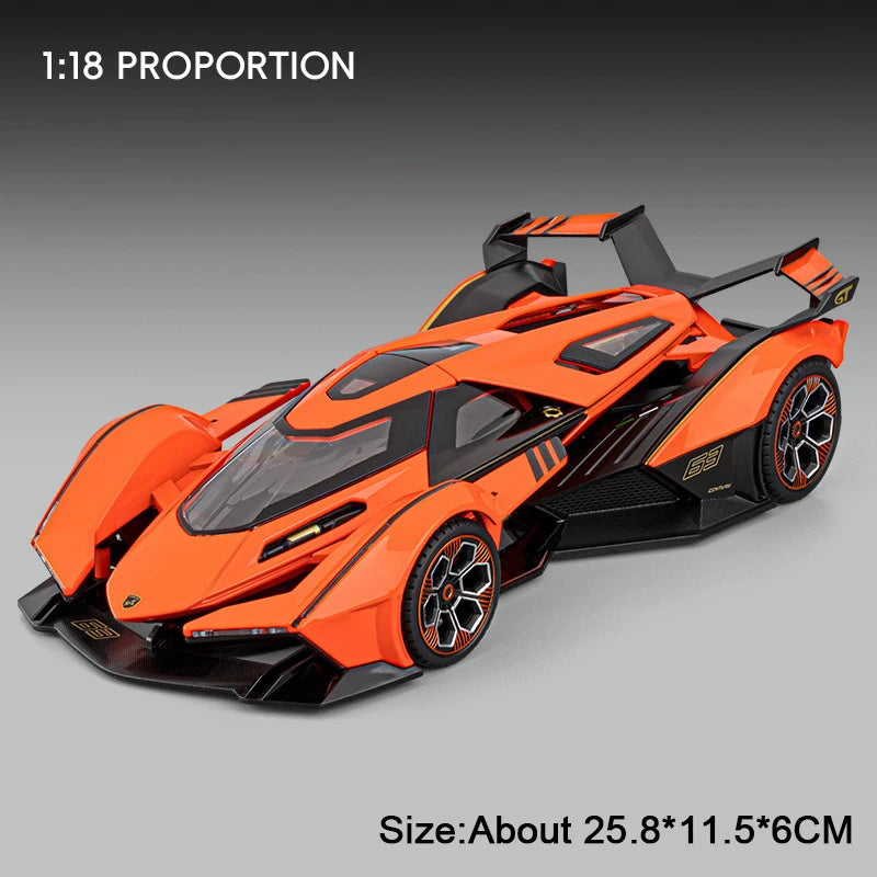 Lambor V12 Apollo EVO 1:18 Model Car Diecast Alloy Car Doors Opened Sound Light Pull Back Miniature Sportscar Collect Decoration