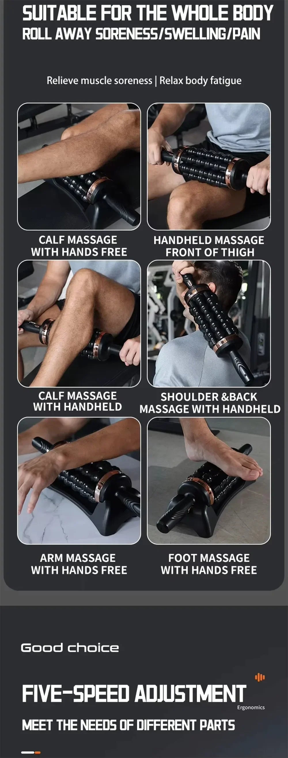 Hand Held Massager Relax Stress Massager for Muscle Rolling Percussive Massager Powered Muscle Roller Massager Whole Body Relax