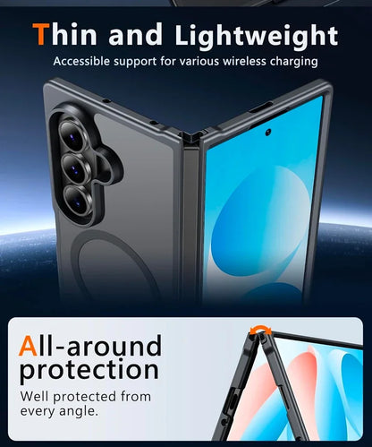 UYUXIO Translucent Magnetic Mobile Phone Case for Samsung Galaxy Z Fold 7 Wireless Charging Cases Rugged Slim Cover with Magnet
